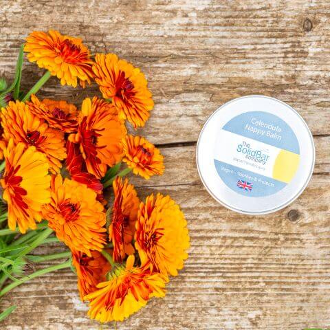 Calendula flower and organic oils used in The Solid Bar Company nappy rash cream