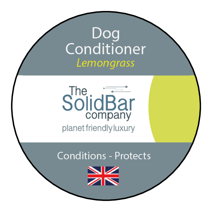 Dog conditioner bar label for 'Lemongrass' by The Solid Bar Company