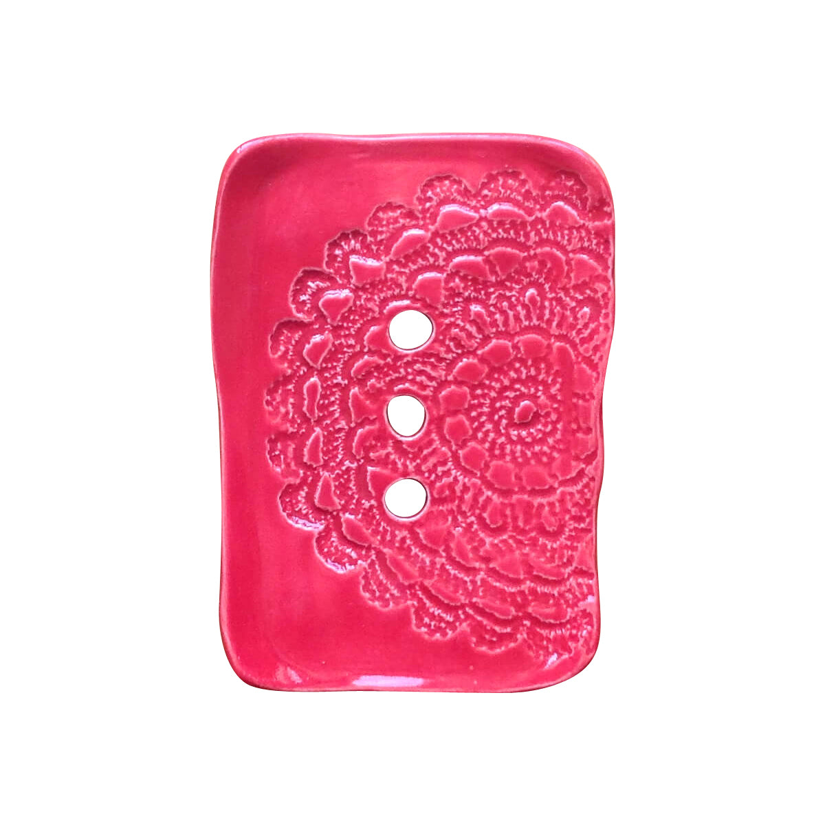 Red ceramic soap dish